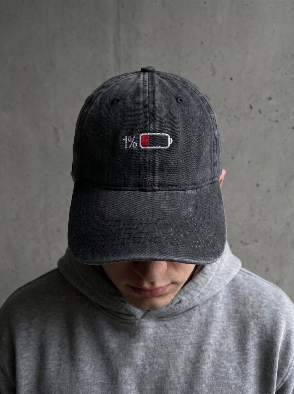 Battery Washed Dark Grey Cap