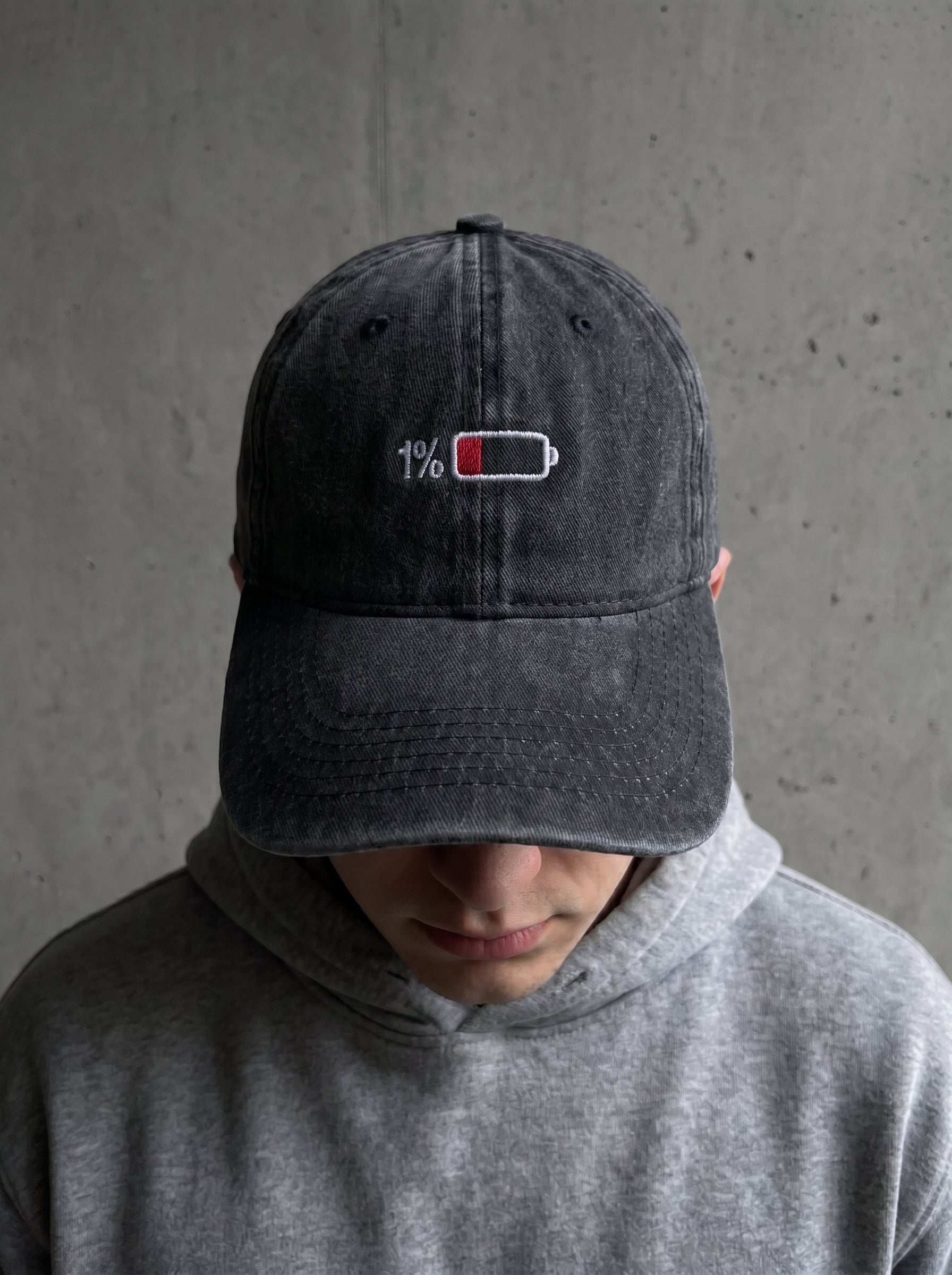 Battery Washed Dark Grey Cap